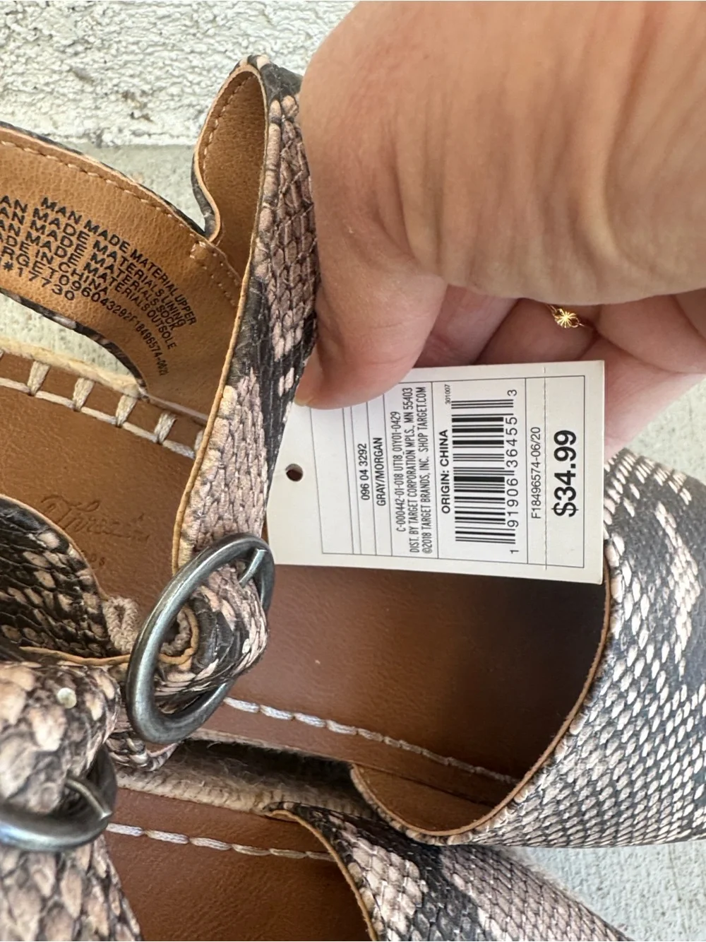 Women’s Snake-Print ankle strap wedge espadrille sandal size 8 new